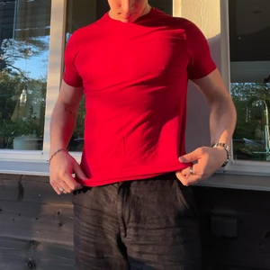 Basic tröjor  - Två snygga basic t-shirts i röd och lila som jag aldrig har använt om man vill ha båda är det 80kr annars 45kr styck! Storlekarna är L men skulle säga att de är en M😊