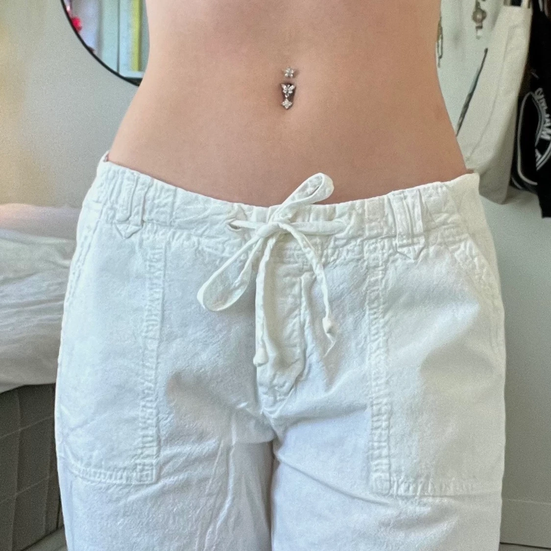 Lågmidjade linnebyxor - 90