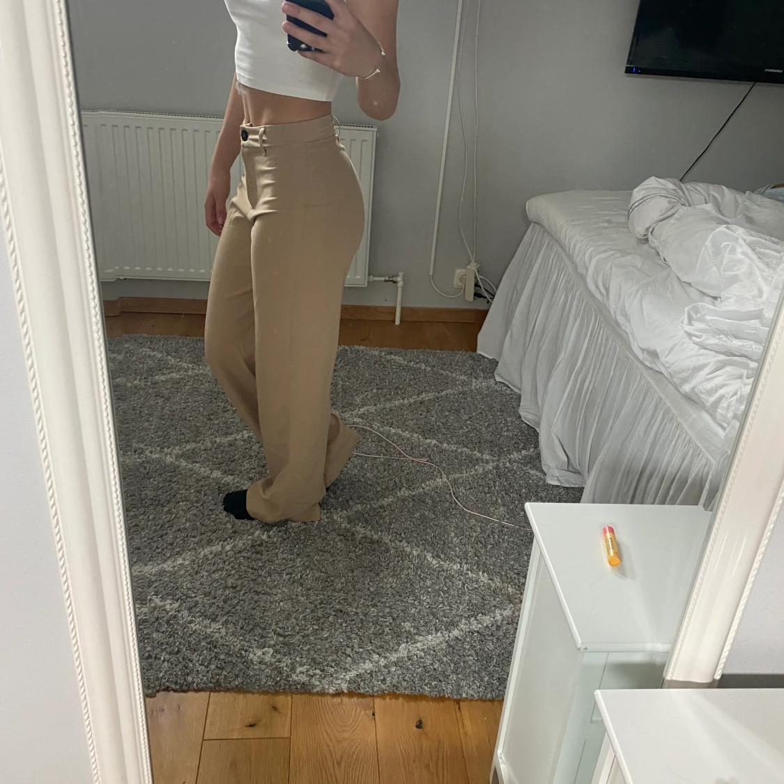 Beigakostymbyxor - 90