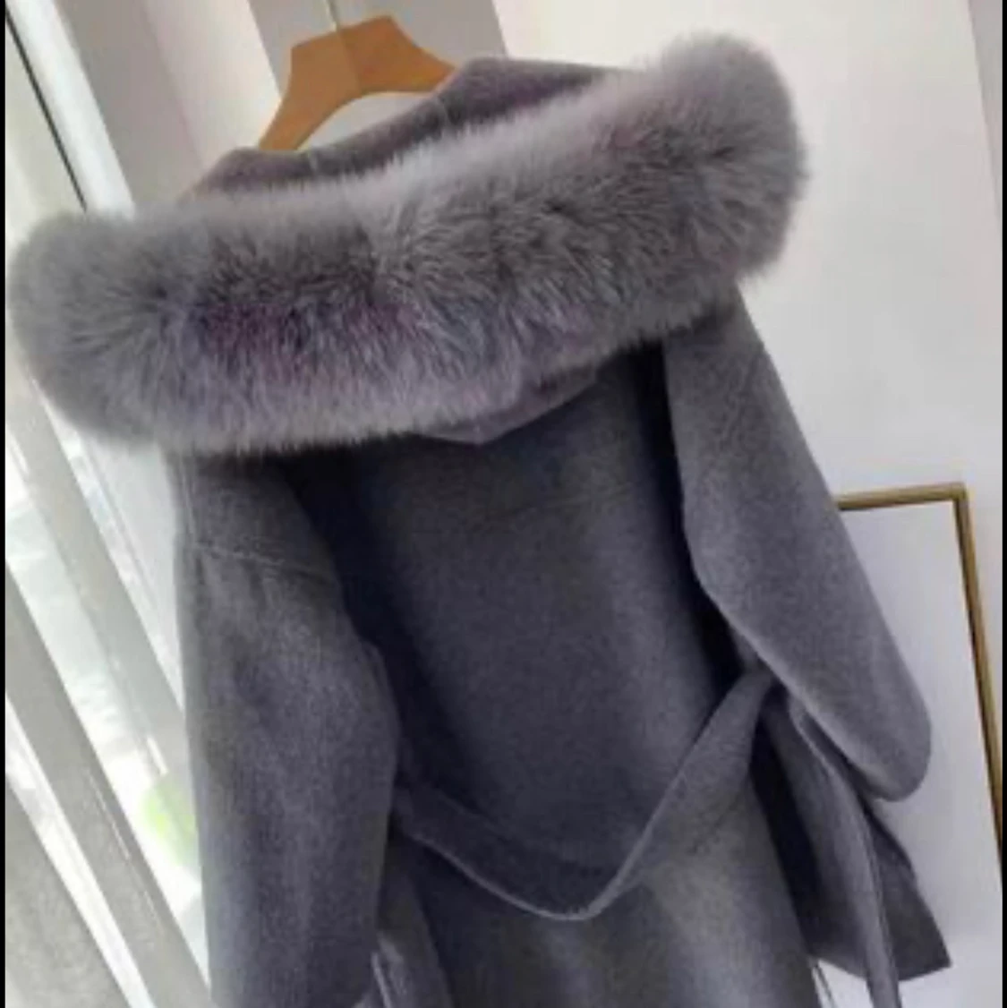 Ny cashmere kappa med äkta päls stl S - 91