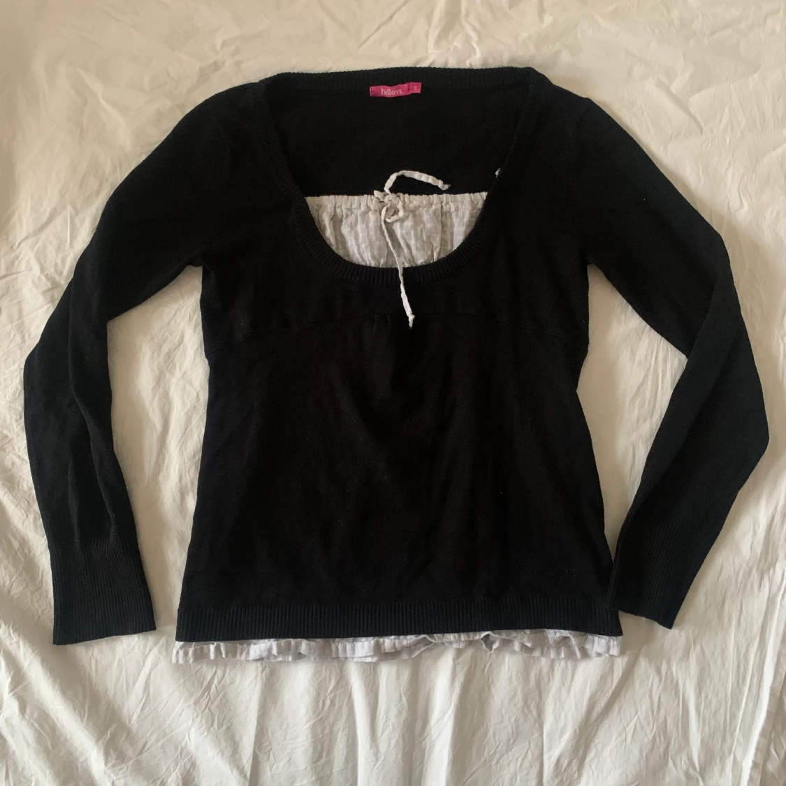 superfin svart finstickad topp - 90
