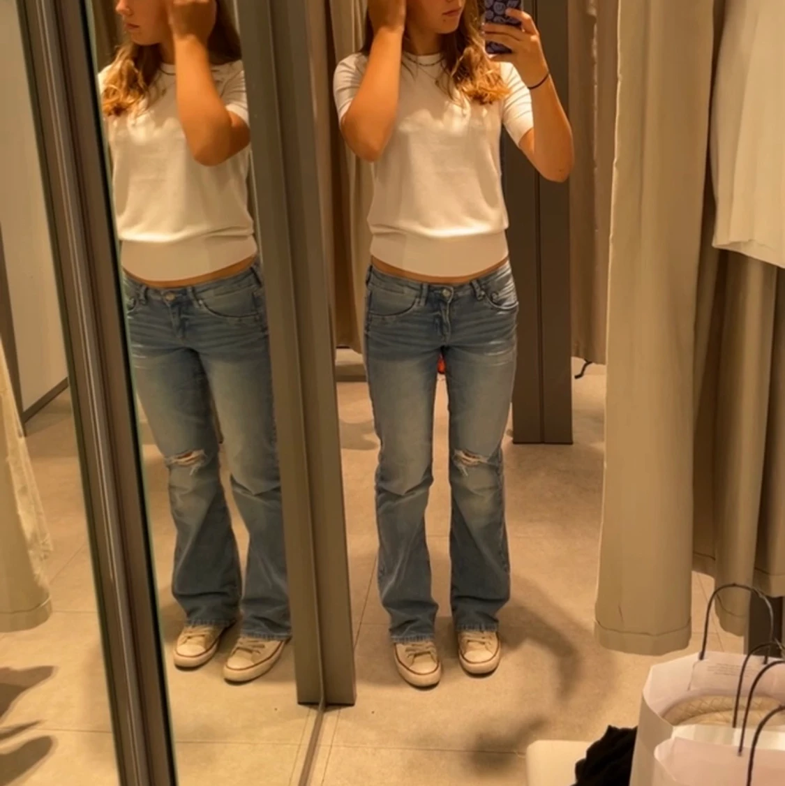 Jeans med hål lowwaist - 90