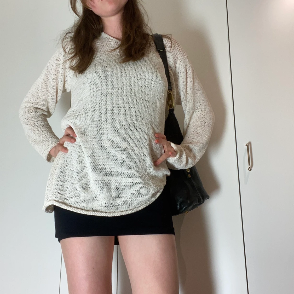 Virkad nättröja i vit  - 90