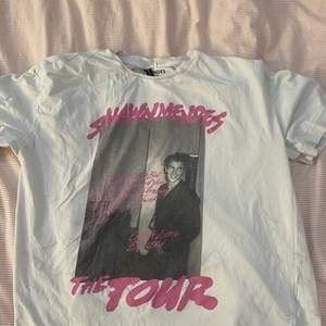 Vit Shawn Mendes T-shirt med rosa detaljer från H&M💓 