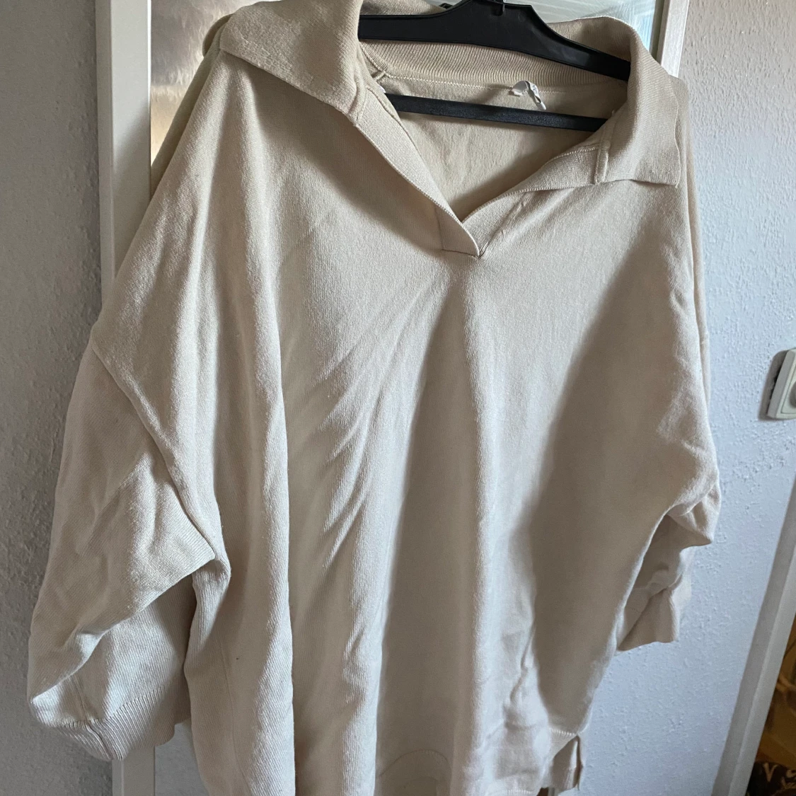 Stickad trekvartsärm tröja  - 90