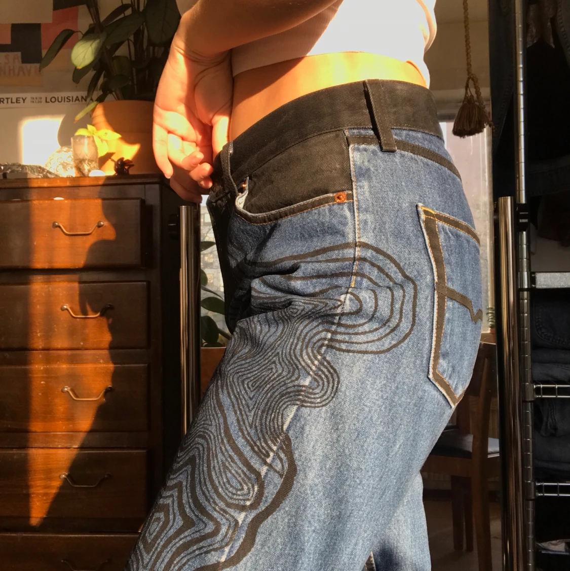 Handmålade vintage jeans - 90