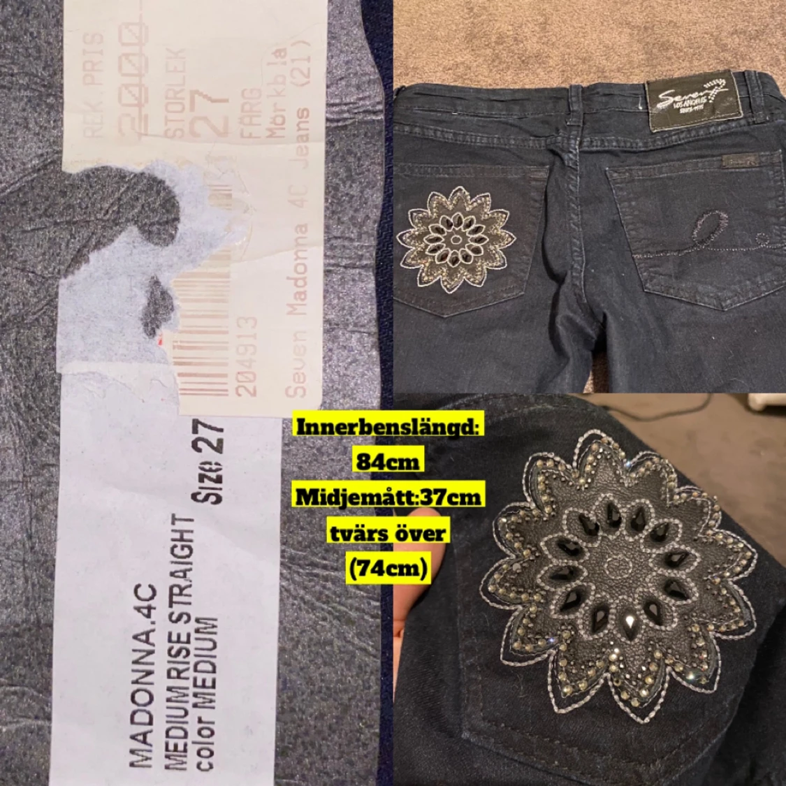 Lågmidjade jeans med detaljer - 91