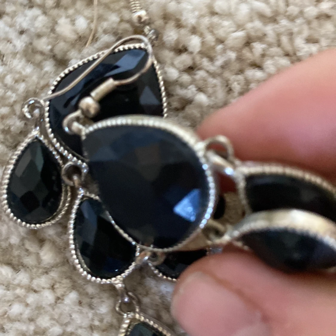 Svarta riktiga kristall örhängen - 91
