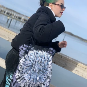 Hand-painted bag - Hand-painted calligraffiti bag