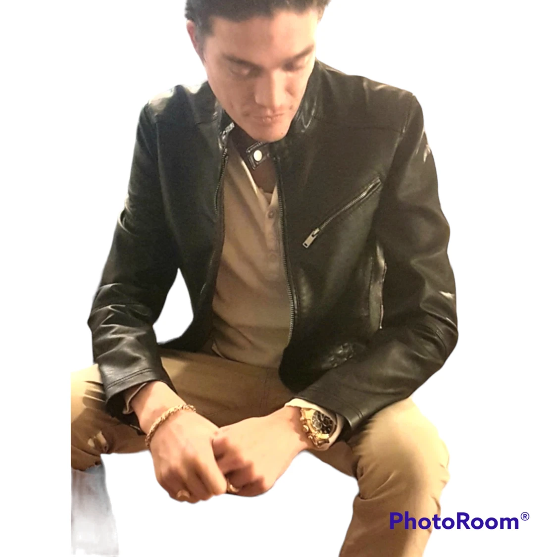 Svart skinnjacka  - 90