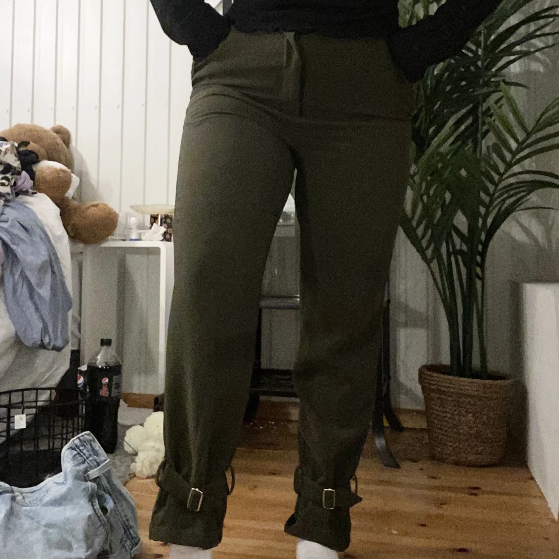 Mörkgröna kostymbyxor