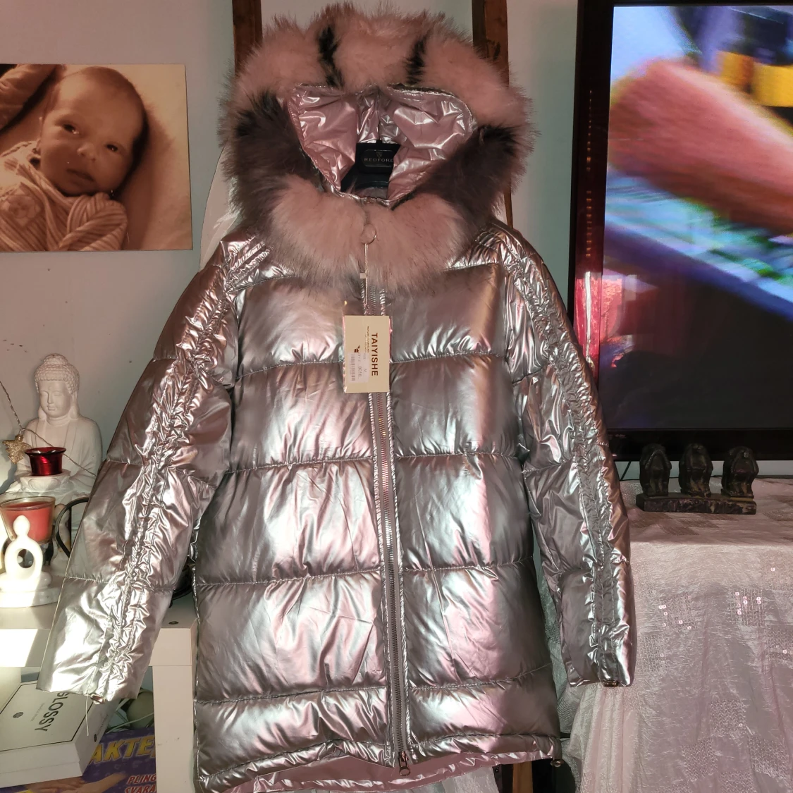 Ny vinterjacka silver päls M