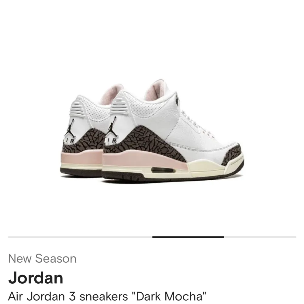 Säljer mina fina Jordans 3 ”dark mocha” i strl 38 då dem inte passar mig. Köptes för 3 månader sedan, kvitto finns och pris kan diskuteras.. Skor.
