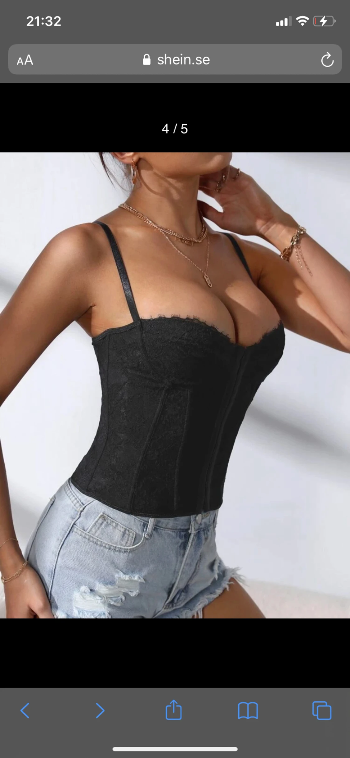 Svart korsett-topp  - 90