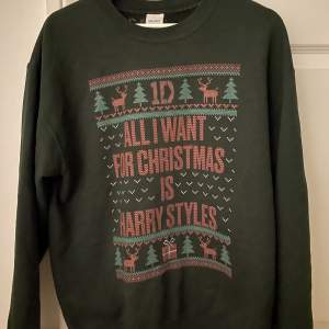 ”All I want for Christmas is Harry Styles” mörkgrön sweatshirt. Säljer för använder den inte. Köpte för 400kr, frakten blir 86kr och köparen står för frakt. 