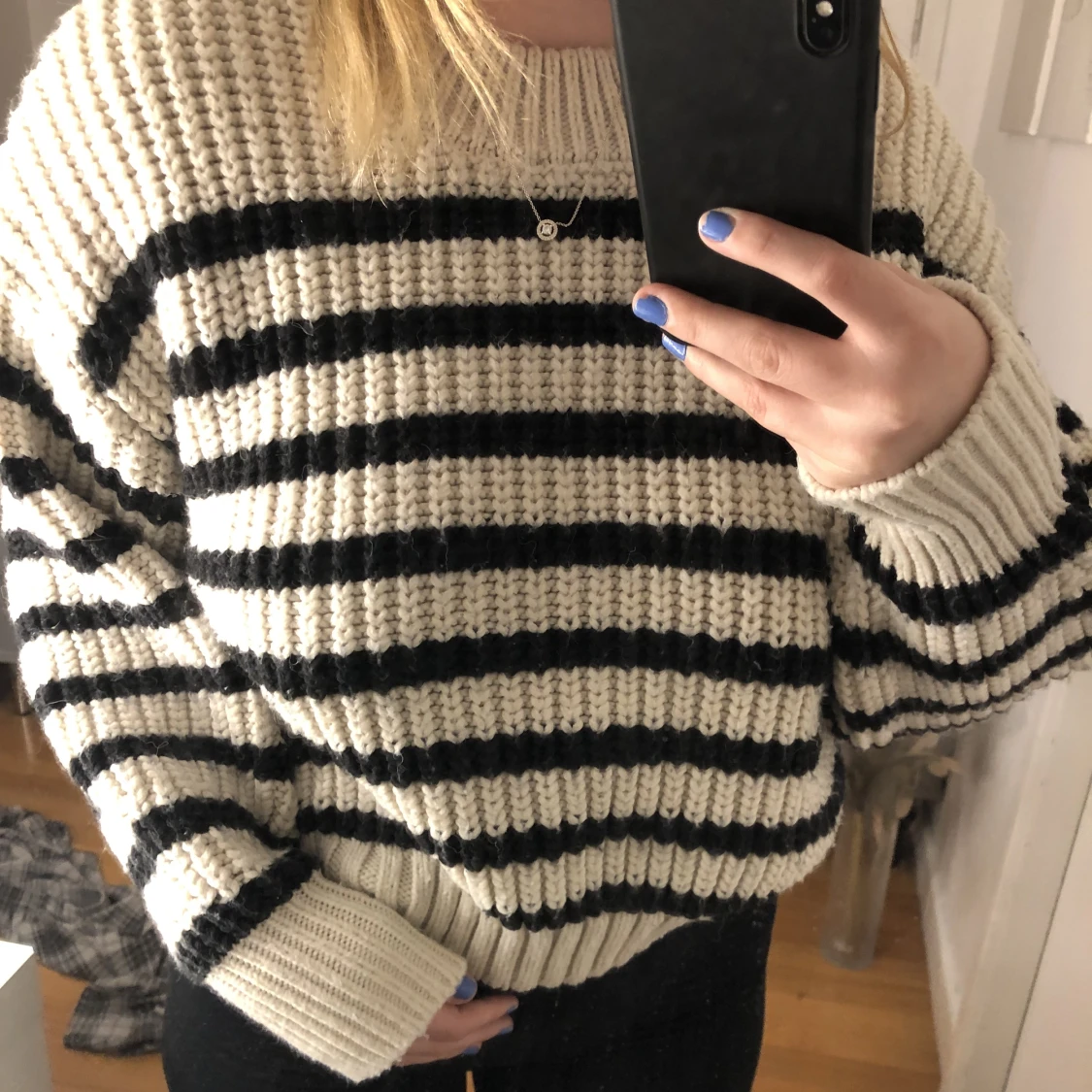 Randig stickad tröja  - 90