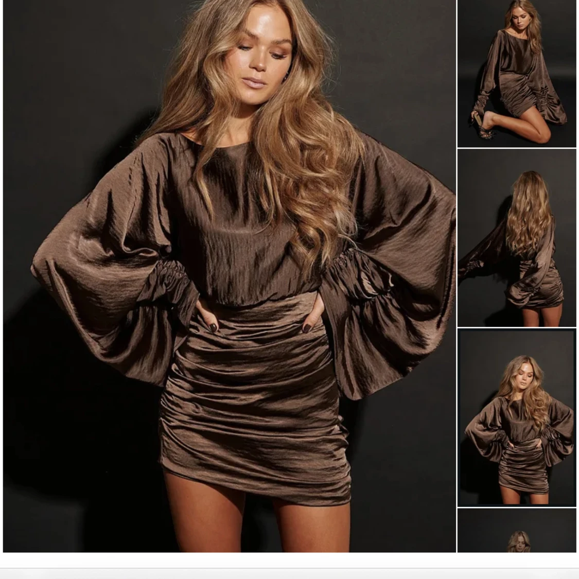 Brun satinklänning från Hanna SchönbergXNakd