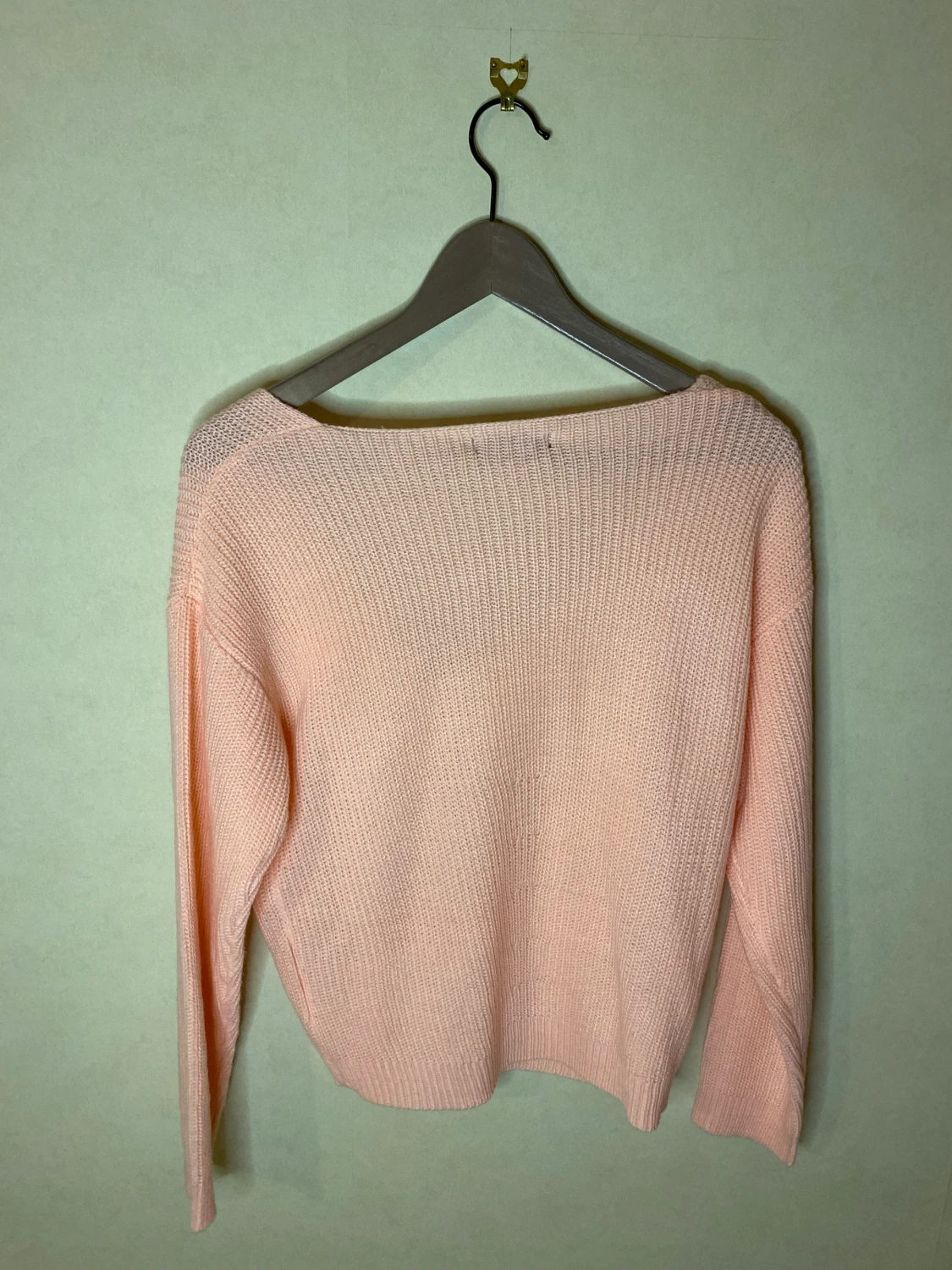 Stickad neonaprikos-färgad tröja Strl. S - 90