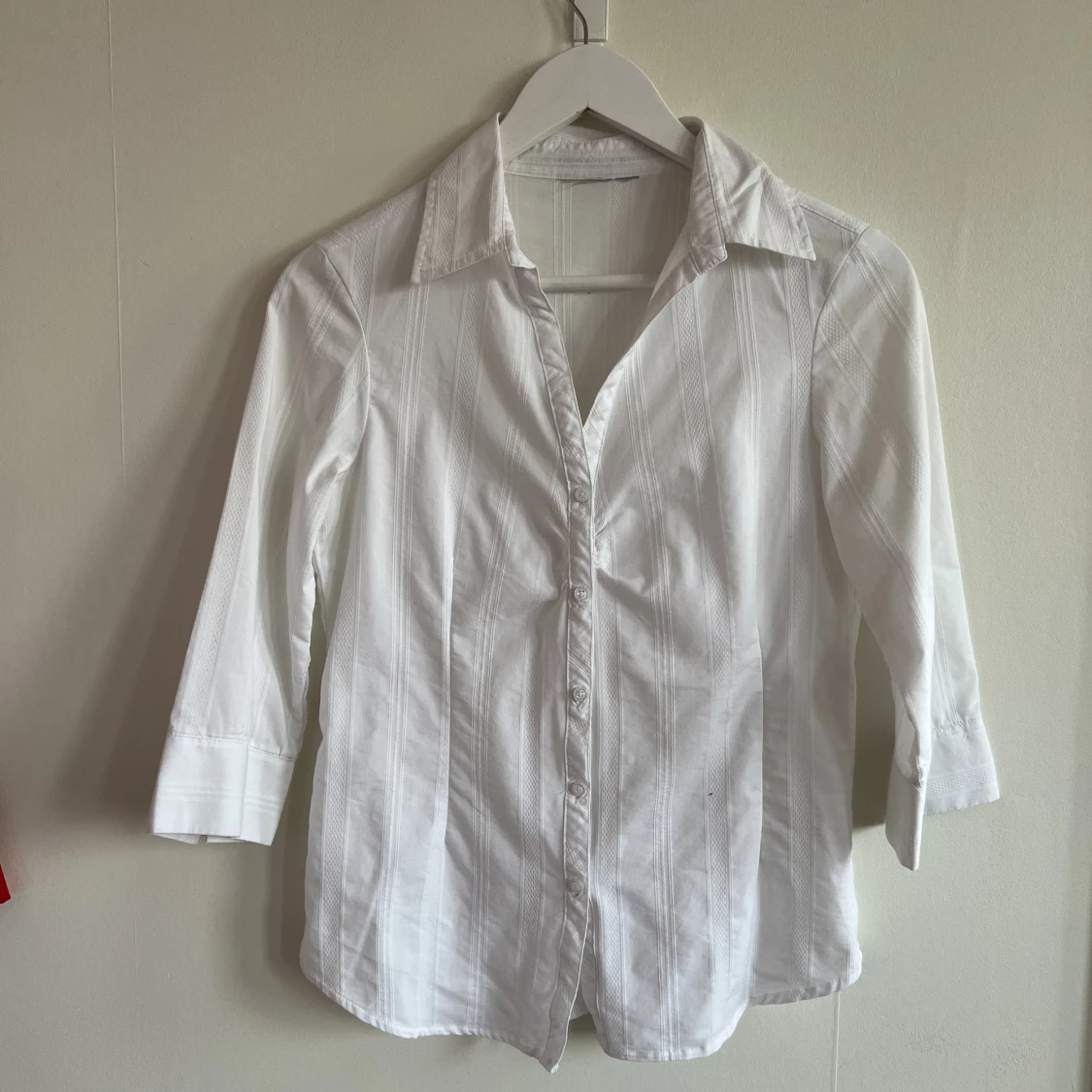 Broderad Vit Skjortblus 