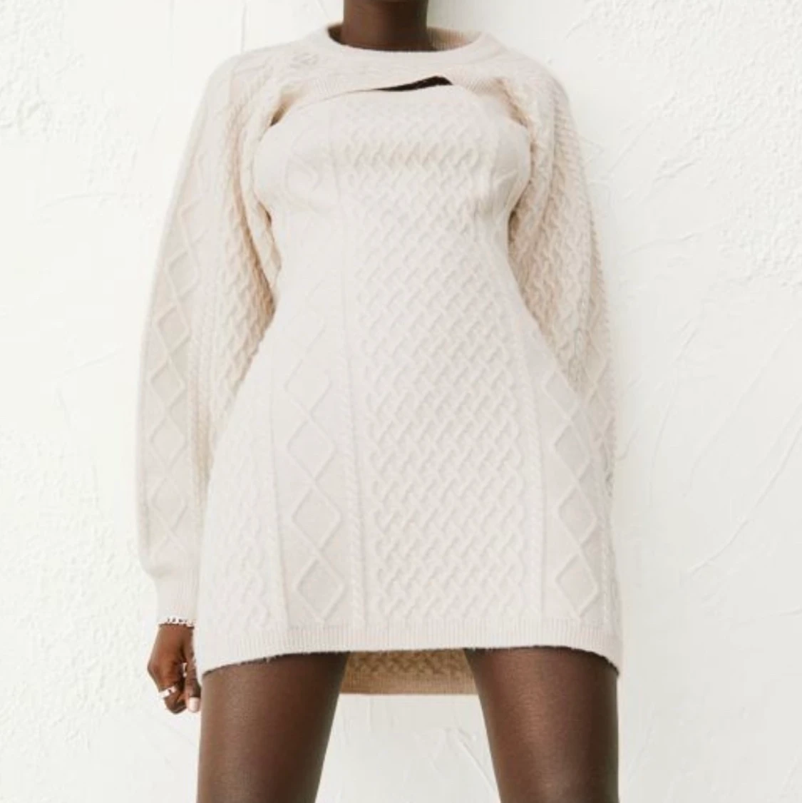 Vitt stickat set - 90