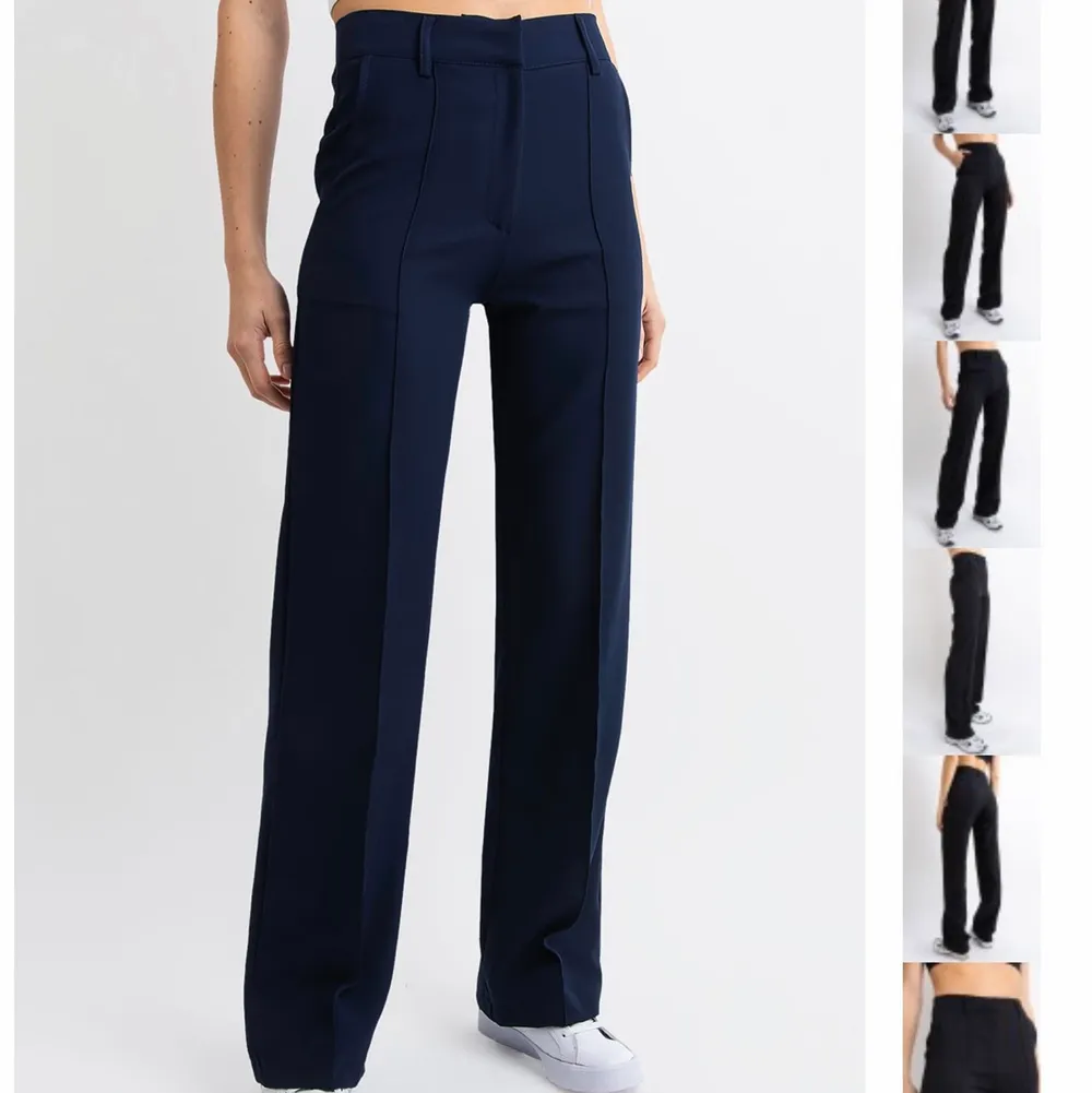 Kostymbyxor med pressveck från madlady i strl EU32-L32, endast provade🫶🏼 bara o ställa frågor om det behövs💓 för långa för mig :(. Jeans & Byxor.