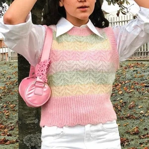 Zara vest cachemere multi color - I only used once and it’s like new. It’s super warm and the colors are pastel 🤍 fits S/M