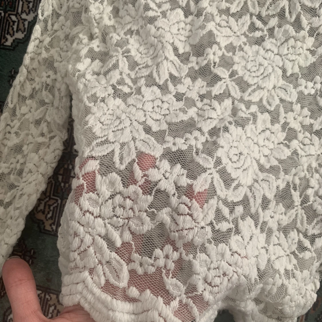 Lace pattern vit tröja - 90