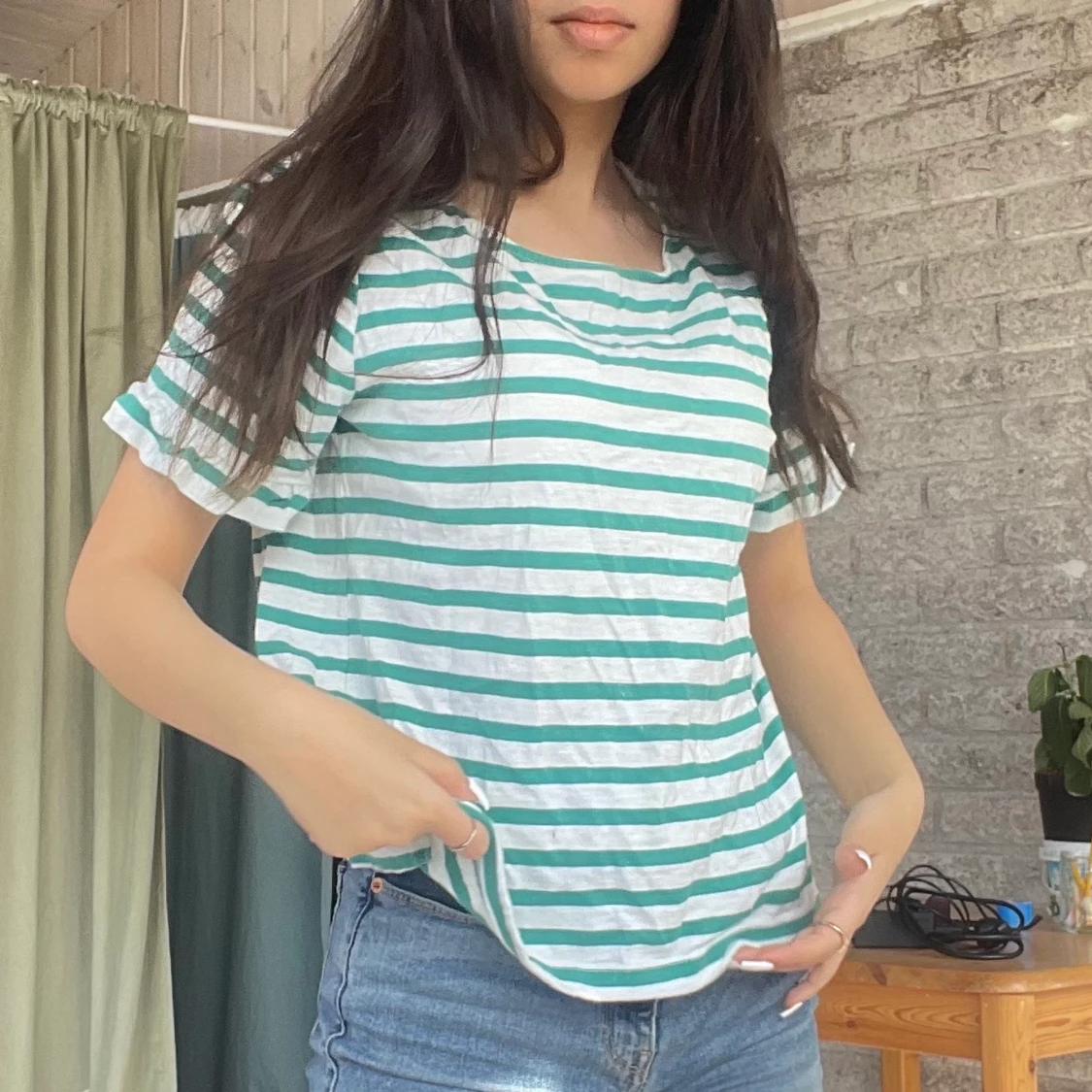 Striped green white tshirt