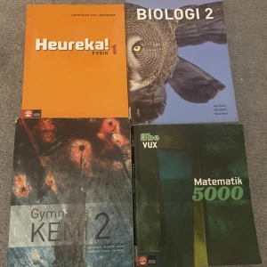 Kurslitteratur naturvetenskap - 300 kr styck för alla böcker förutom heureka 1 som jag säljer för 120 kr. Alla böcker är i bra skick.  Hör av er för frågor.