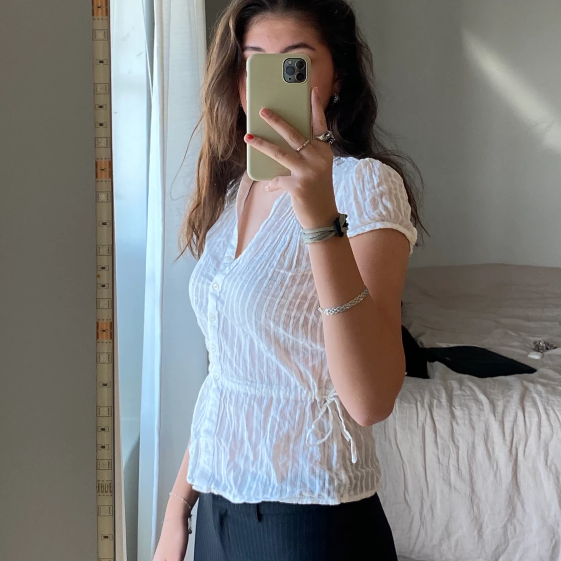 Skjort tshirt vit med knyte stl 34/36 - 91