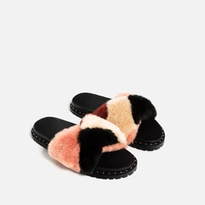 Zara slides  - Zara slides size 37 but they can definitely fit in 36 (I am 36) leather and fur perfect for spring! Text me for more photos🌷