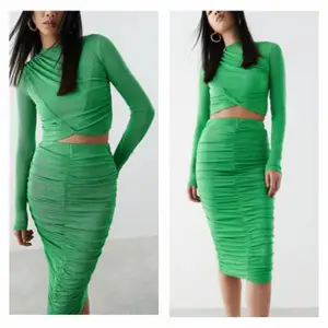 Grön kjol och topp från Gina Tricot, nypris 499+299kr. Strl M i båda, använd en gång