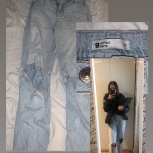 Blåa jeans  - Hejsan! Säljer nu mina blåa jeans från Gina tricot. Mina favoriter men nu blivit försmå Storlek:30 Priset kan diskuteras
