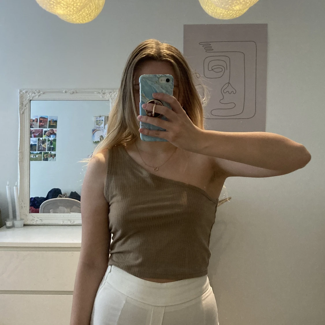 Enarmad Beige Sommar Topp 🤎 - 90