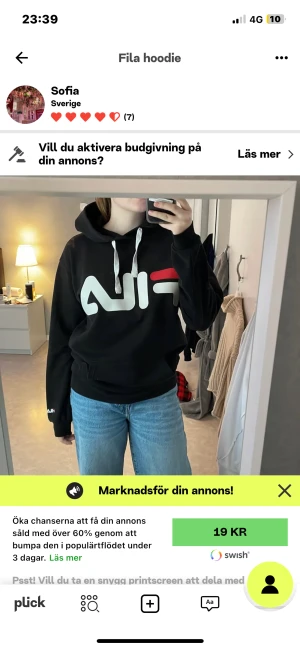 Fila hoodie - Svart fila hoodie i storlek S