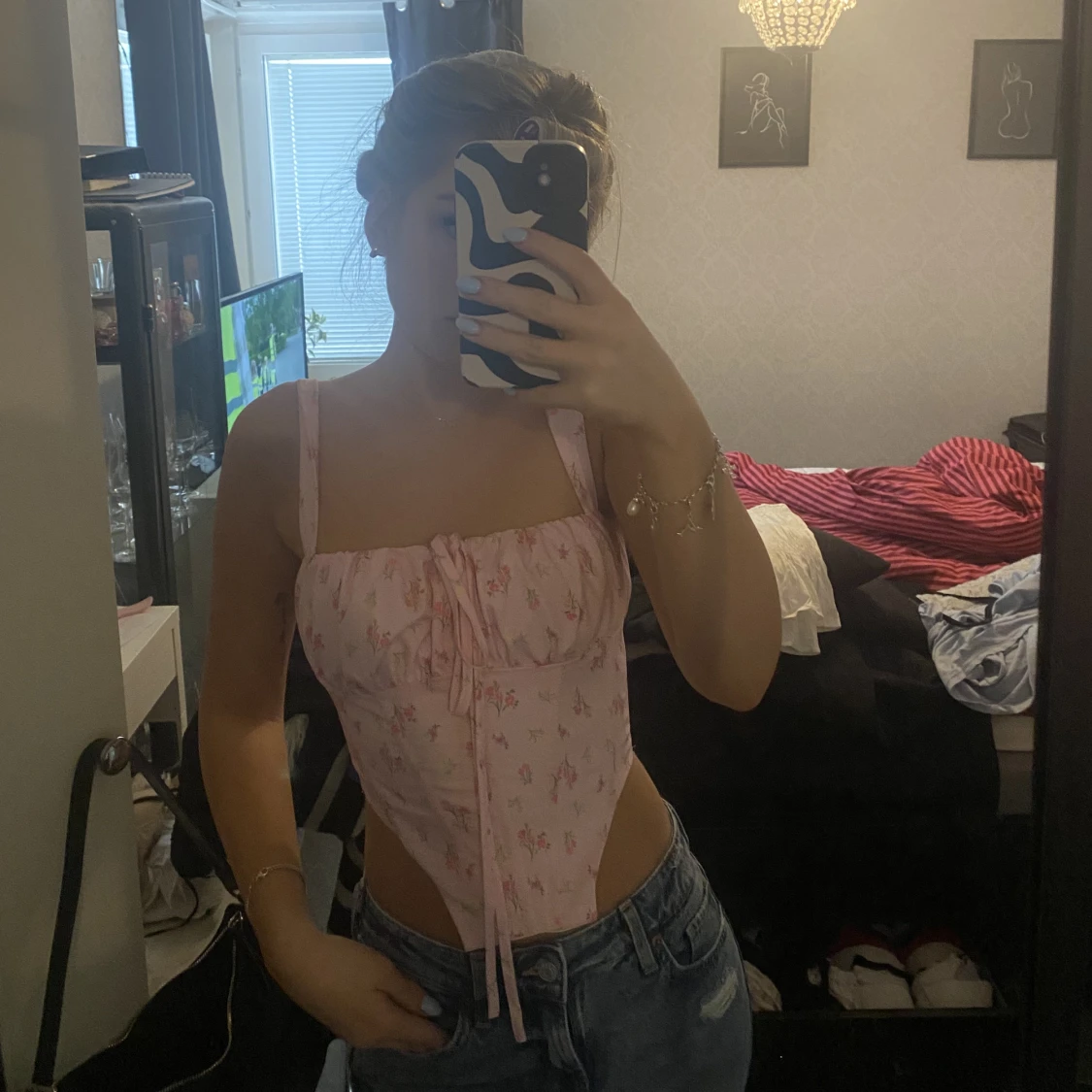 Rosa korsettopp - 90