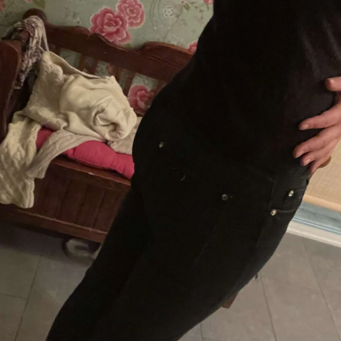 Mörkblå/svarta jeans - 90