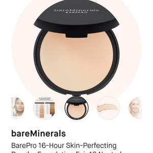 Bare minerals - Säljer denna BarePro 16-Hour Skin-Perfecting Powder Foundation Fair 10 Neutral från bare minerales, helt oanvänd, bara testad på hand lite) säljer p grund av inte min färg, nypris 460 kr