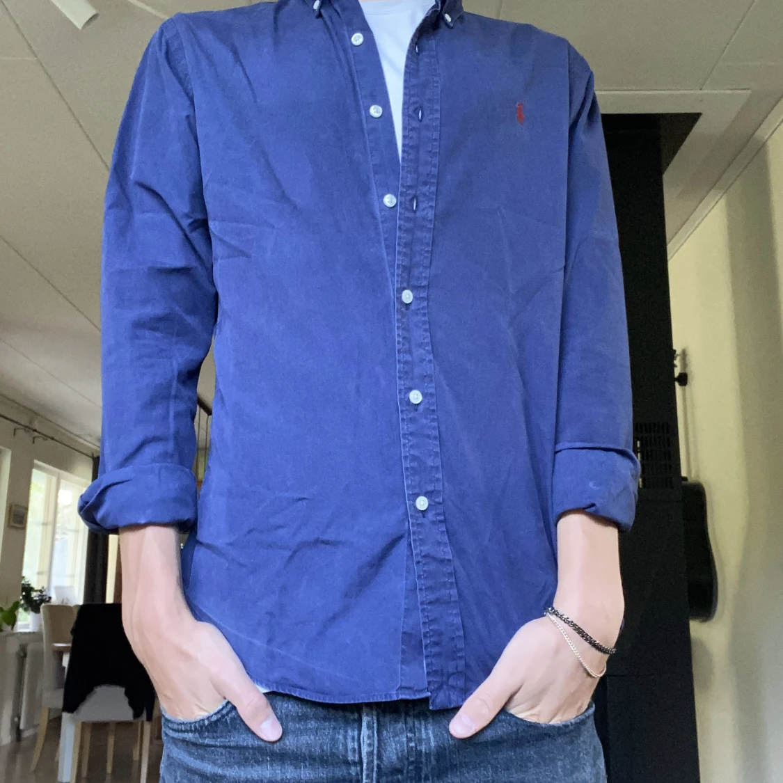 Marin blå Polo Ralph Laurent skjorta