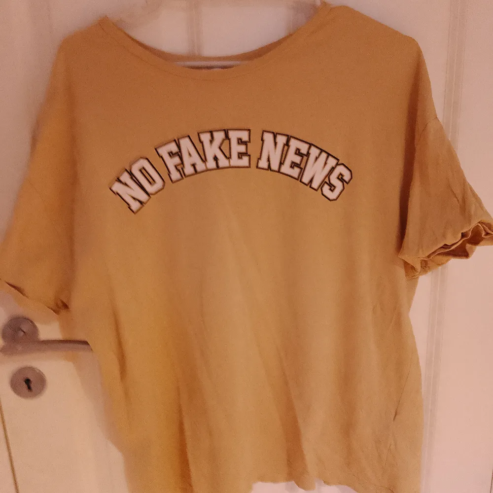 En brun/beige snygg tshirt med no fake news tryck. 💗Säljer den då den sällan kommer till användning.. T-shirts.