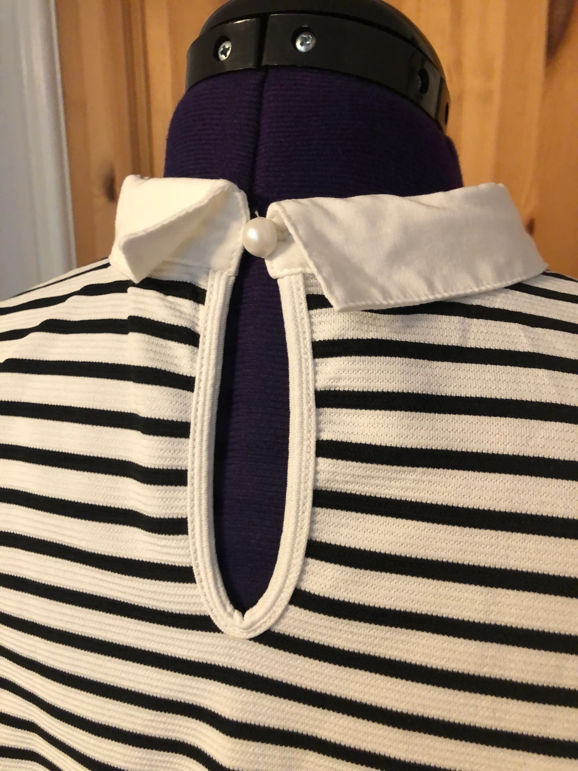 Randig topp med skjortkrage - 90