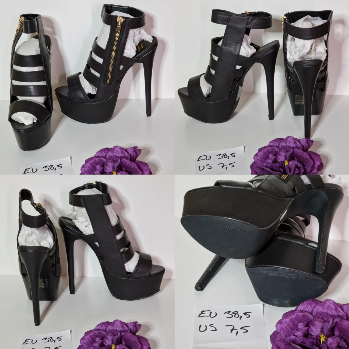 Sandaletter med gulddetaljer strl 38,5  - 90