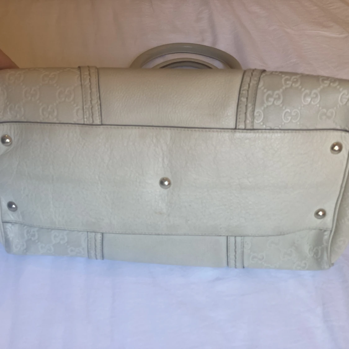 Gucci, vit skinnvästs, handväska, guccissima - 91