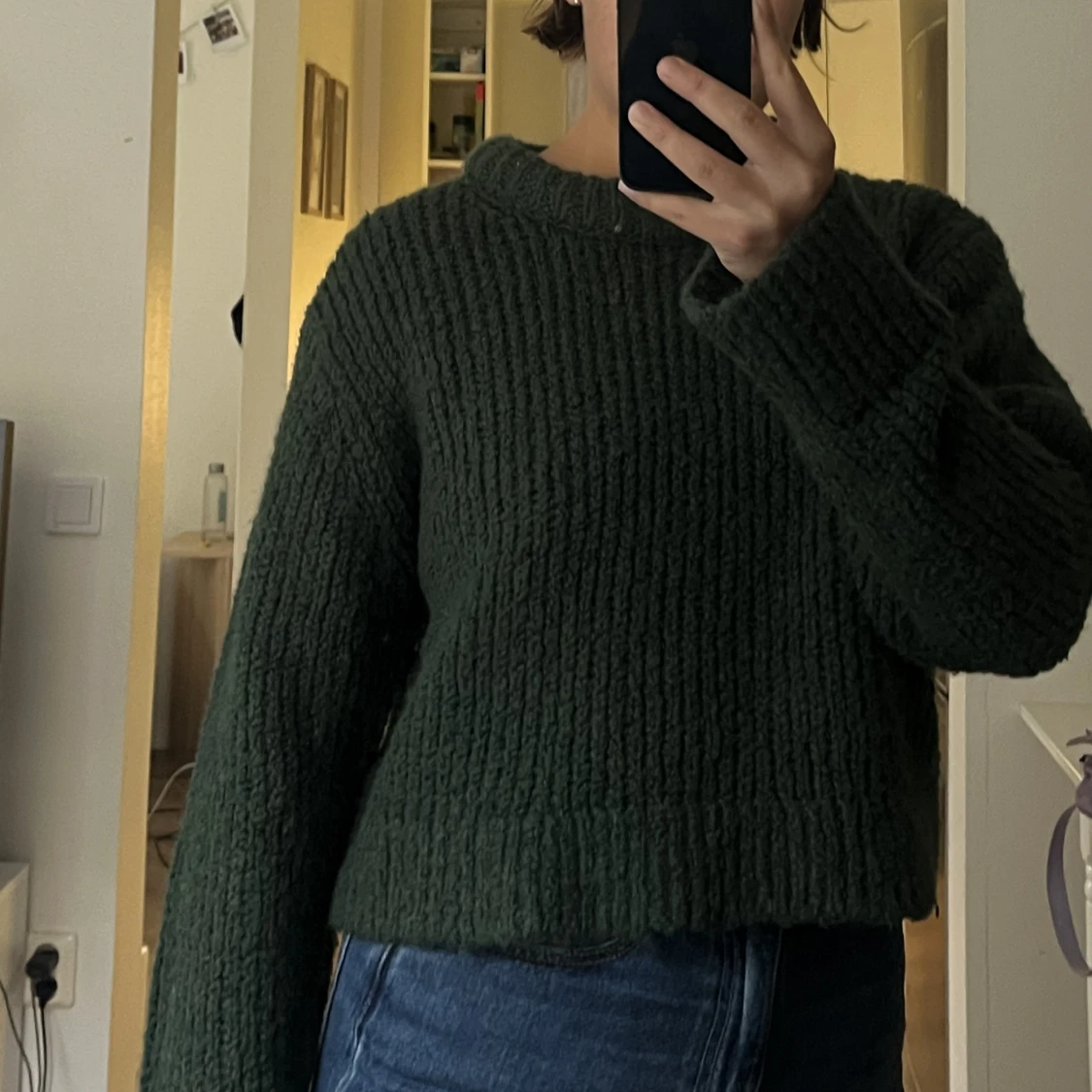 Grön stickad tröja  - 90