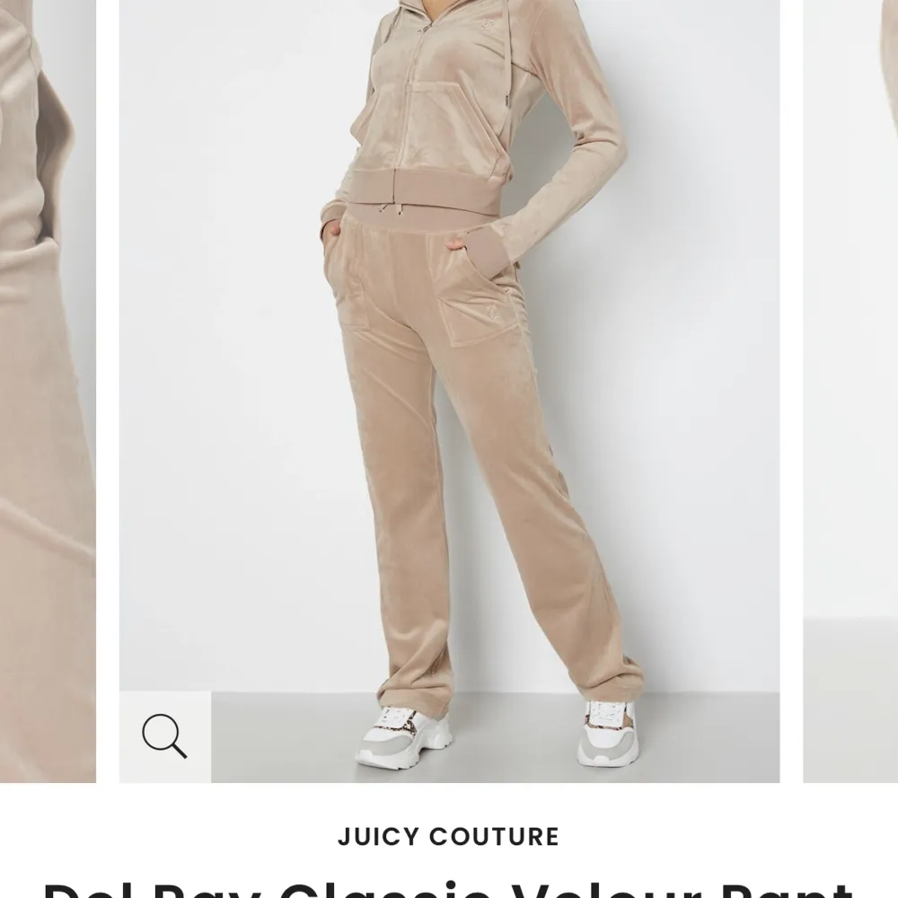 Beiga juicy couture byxor i storlek L. Säljs för att jag har många färger. Endast använda fåtal gånger, inga fläckar eller skador på byxan.  Beställda från Nelly.com. Kan skicka egen bild på dem vid förfrågan. Köparen står för frakt. Jeans & Byxor.