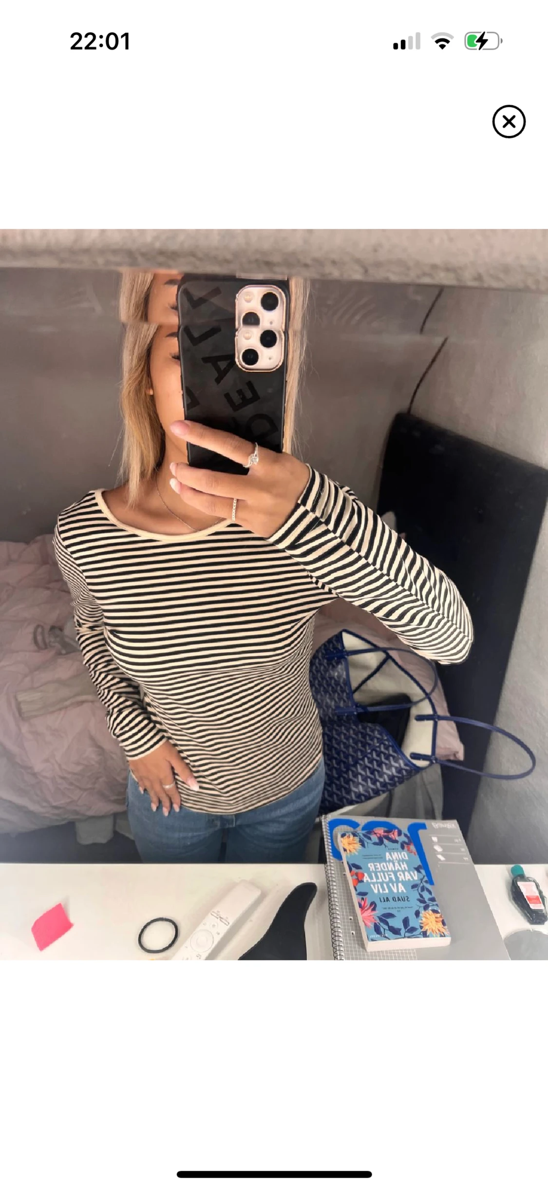 Randig tröja med öppen rygg - 90