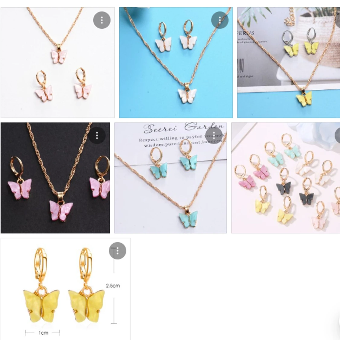 Fjäril Halsband med Örhängen 