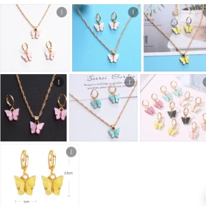 Fjäril Halsband med Örhängen  - Material smycken metall, akryl