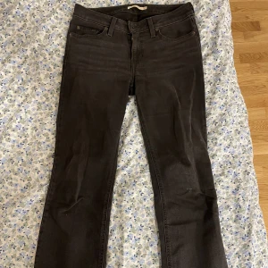 Levi’s jeans - Svarta low waist straight leg jeans från Levi’s. De har som på bilden fått en fläck längre ner på benet från vit målarfärg. Finns inte längre att köpa på zalando.