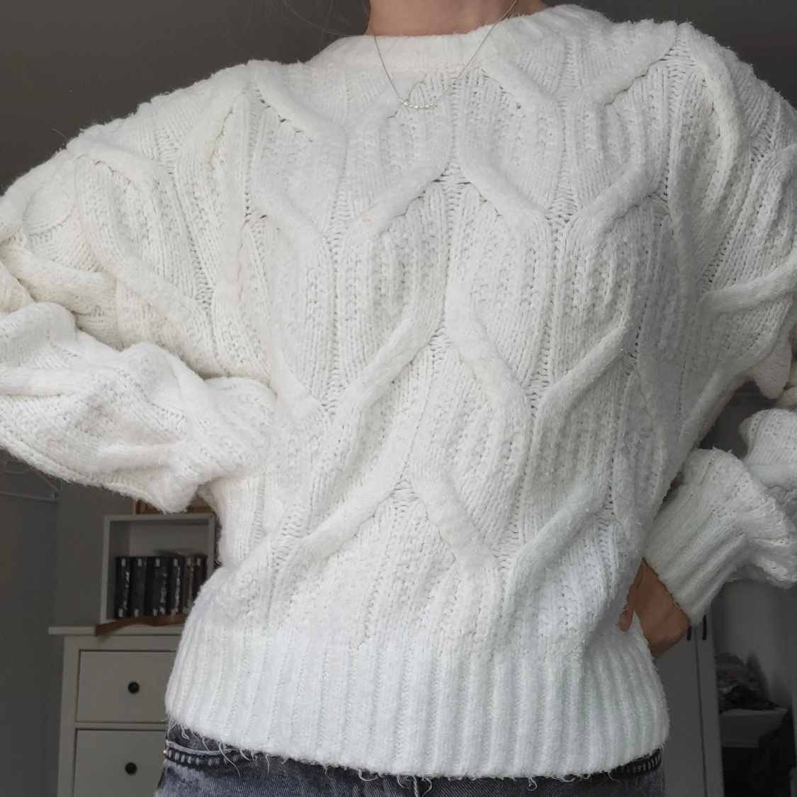 Vit stickad tröja - 91